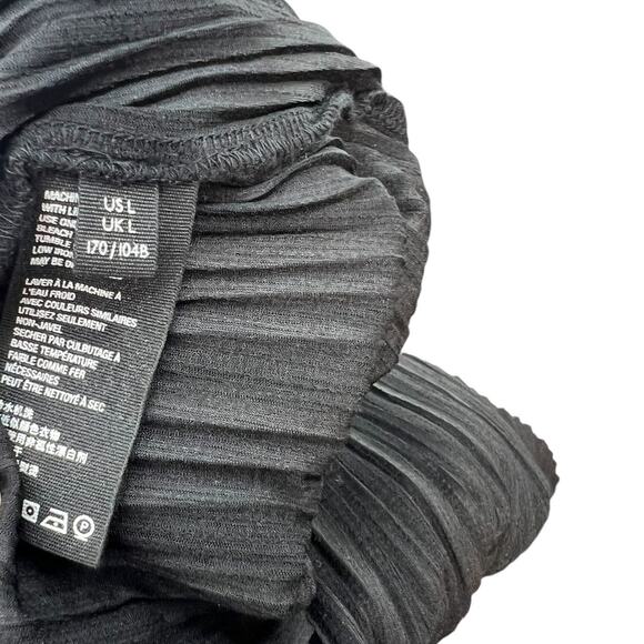 Free People Can't Help It Plisse Pleated Long Sleeve Mini Dress Black Size Large - Picture 11 of 12